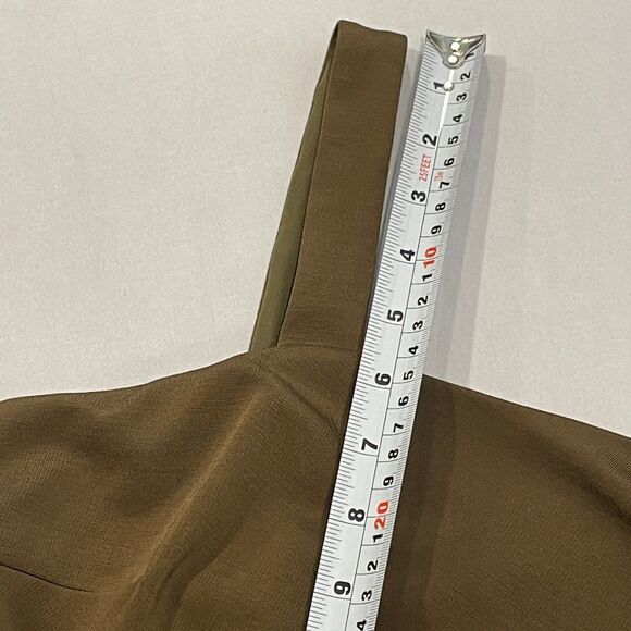 ~ Lauren Ralph Lauren 8 Cocktail Dress LRL Lined Midi Stretch Olive Asymmetrical - Picture 12 of 16